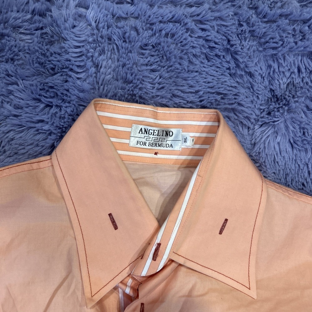 Vintage ANGELINO for‎ Bermuda Size 3XL Western Dress Button Down Peach/orange - Picture 2 of 8